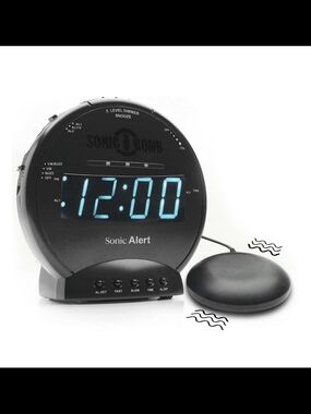 Sonic Alert Sonic Bomb Loud Alarm Clock with Bed Shaker - Black